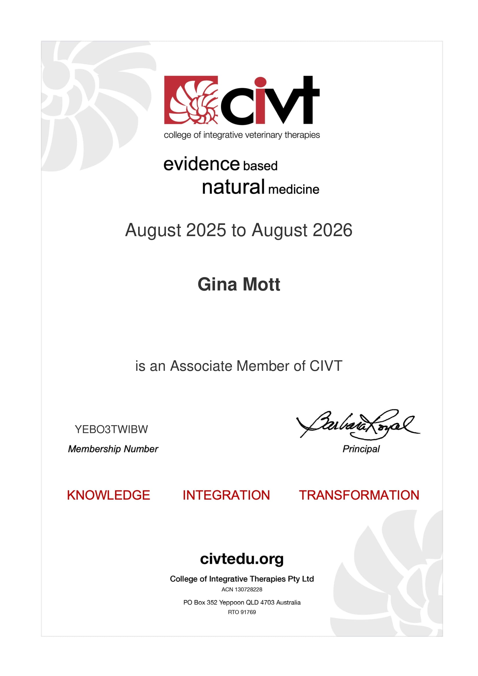 College of Integrative Veterinary Therapies membership